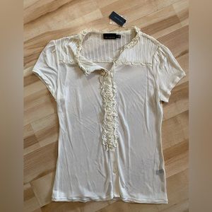 NWT The Limited Sheer Cream Stretchy Blouse Top Sz Small